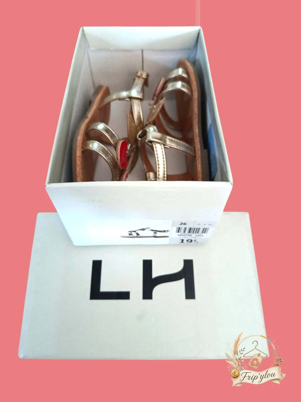 Girls' sandals size 26 gold cherries LH – A1769 – photo 3